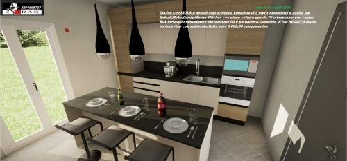Cucina completa di 5 elettrod.a scelta tra:Indesit,Beko,Candy,Master Kitchen.Completa di top Neolith